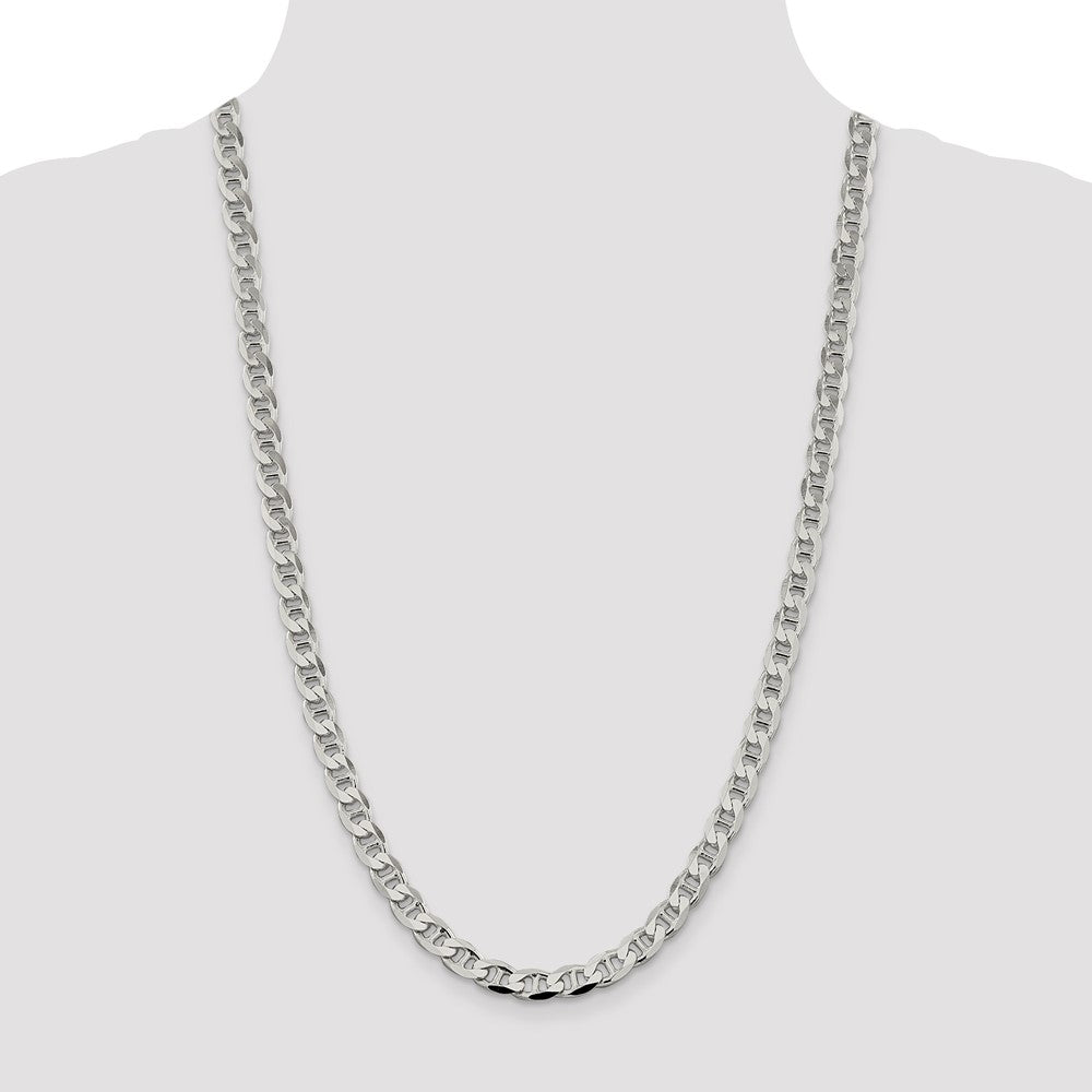 Buy Stylish 7.4mm Double Curb Flat Anchor Chain in Sterling Silver - Luxury Value!