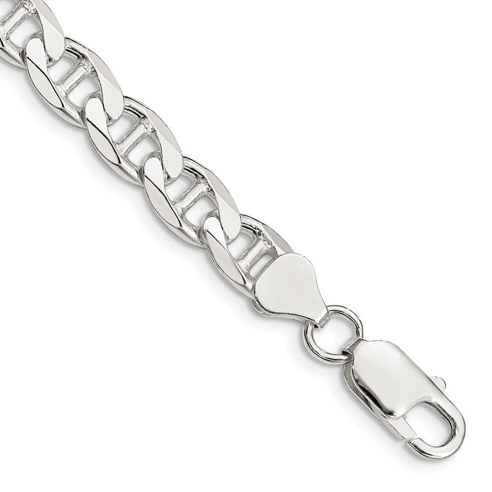 High-Quality 7.4mm Sterling Silver Double Curb Anchor Chain - Stylish Value!-1
