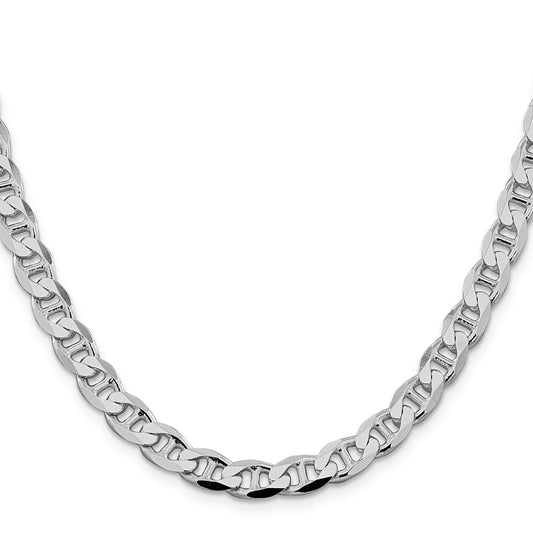 Buy Stylish Rhodium-Plated Sterling Silver 7.4mm Double Curb Anchor Chain