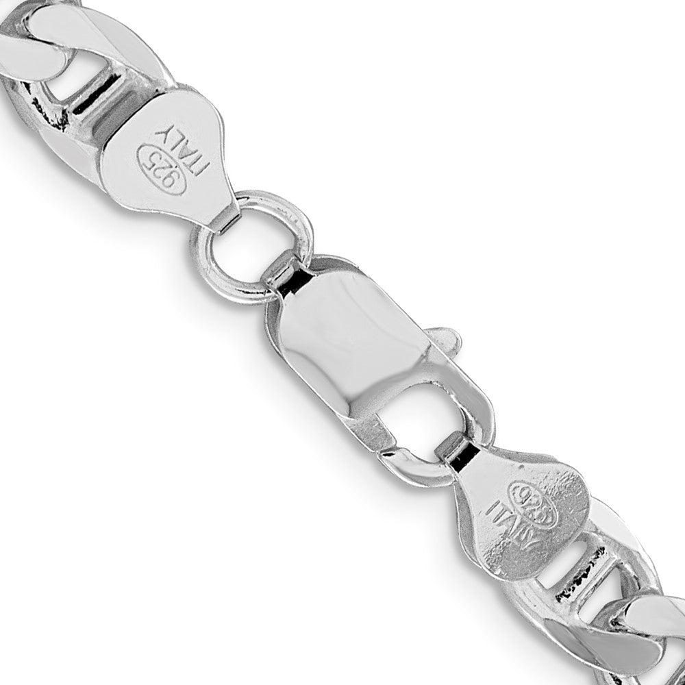 Buy Stylish Rhodium-Plated Sterling Silver 7.4mm Double Curb Anchor Chain