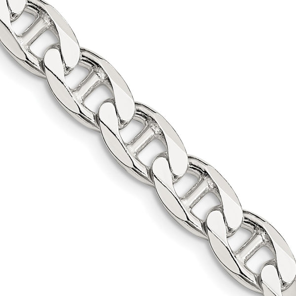 7.4mm Double Curb Flat Anchor Chain in Sterling Silver