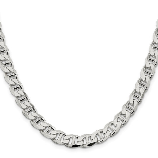 Order Stylish 8.25mm Double Curb Flat Anchor Chain in High-Quality Sterling Silver