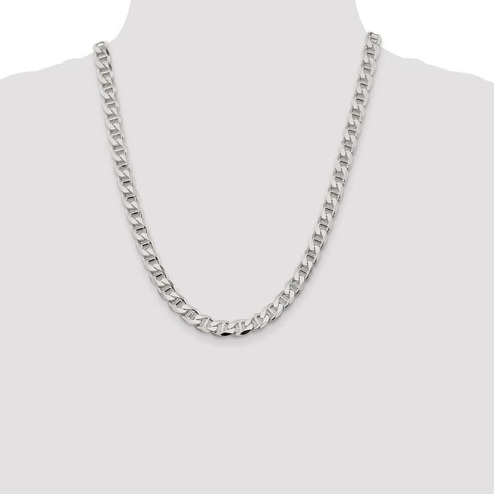 High-Quality 8.25mm Sterling Silver Double Curb Flat Anchor Chain - Stylish Value-4
