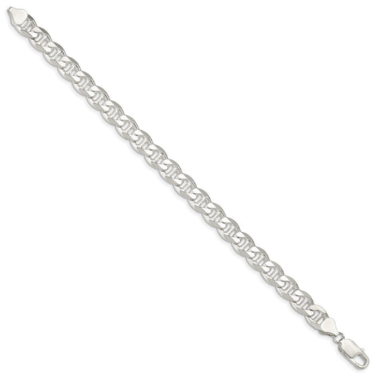 High-Quality 8.25mm Sterling Silver Double Curb Flat Anchor Chain - Stylish Value!
