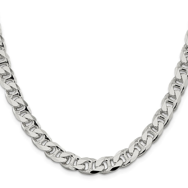 9mm Sterling Silver Double Curb Flat Anchor Chain