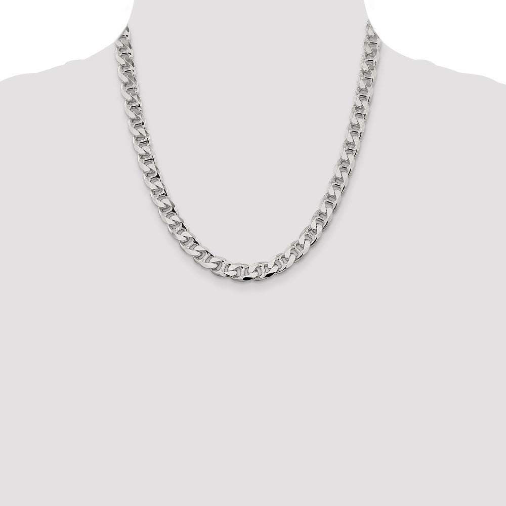 Buy High-Quality 9mm Double Curb Flat Anchor Chain in Sterling Silver - Stylish Value!
