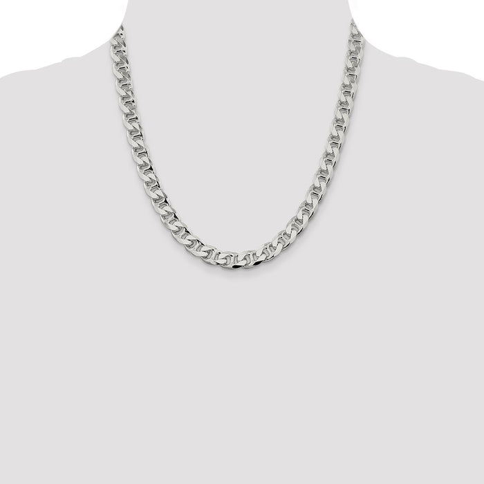 Buy High-Quality 9mm Double Curb Flat Anchor Chain in Sterling Silver - Stylish Value!-4