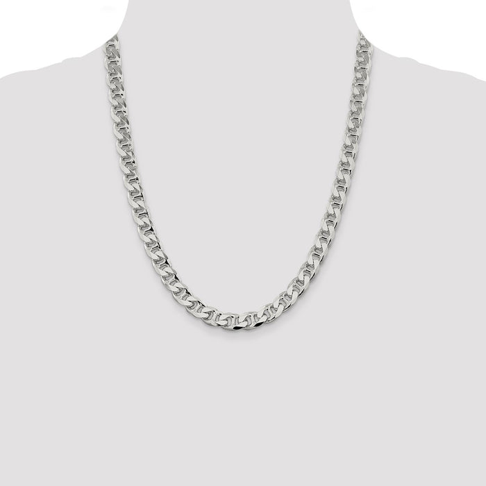 Buy Stylish 9mm Double Curb Flat Anchor Chain in High-Quality Sterling Silver-4