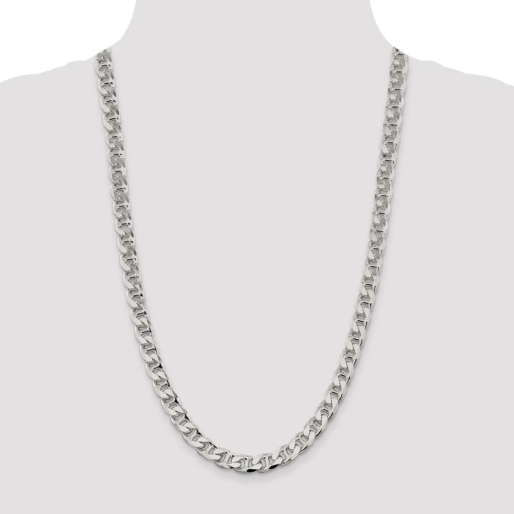 High-Quality 9mm Double Curb Flat Anchor Chain in Sterling Silver - Stylish Value
