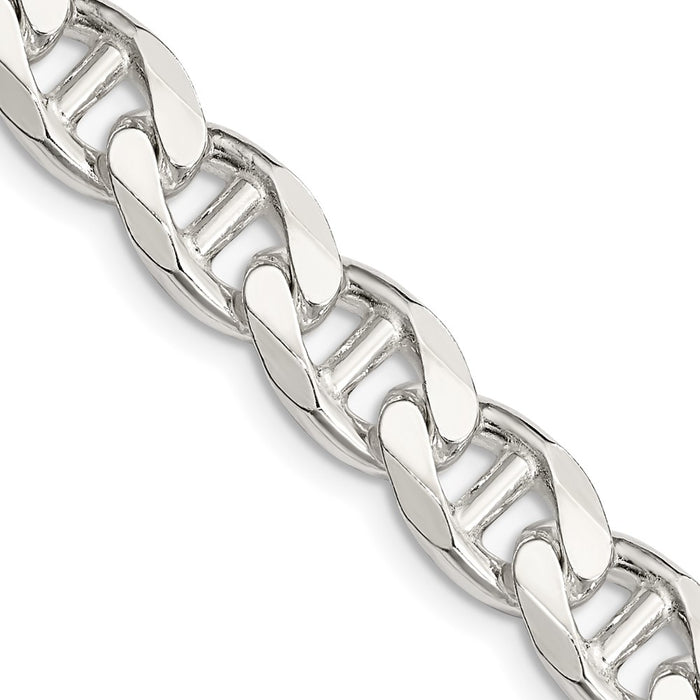 Buy High-Quality 9mm Double Curb Flat Anchor Chain in Sterling Silver - Stylish Value!-1