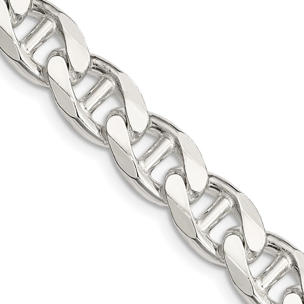 9mm Sterling Silver Double Curb Flat Anchor Chain