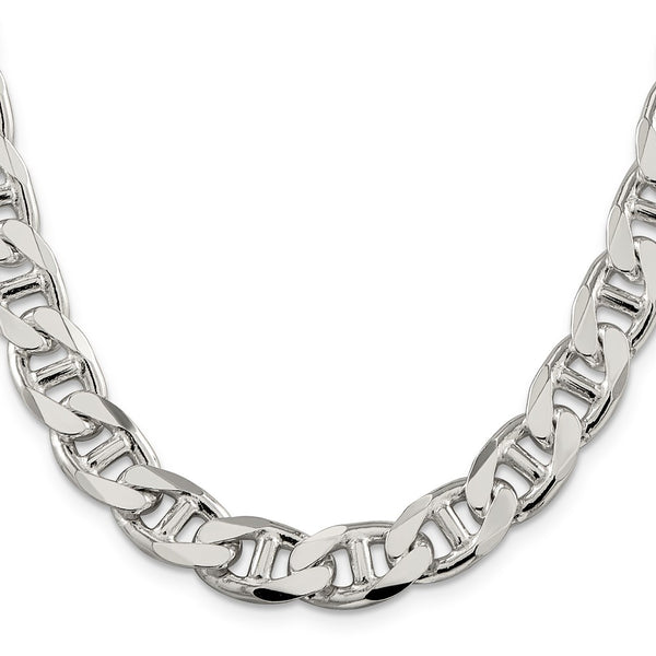 10.8mm Sterling Silver Double Curbed Flat Anchor Chain