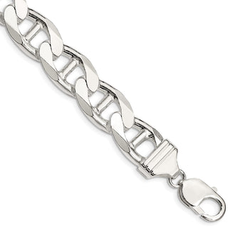 Buy Stylish 13.5mm Sterling Silver Double Curb Flat Anchor Chain - Luxury Value!