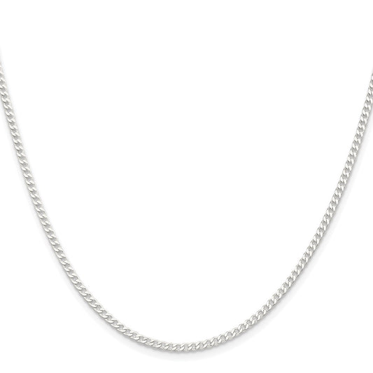 High-Quality Rhodium-Plated 2.3mm Sterling Silver Curb Chain - Stylish Value!