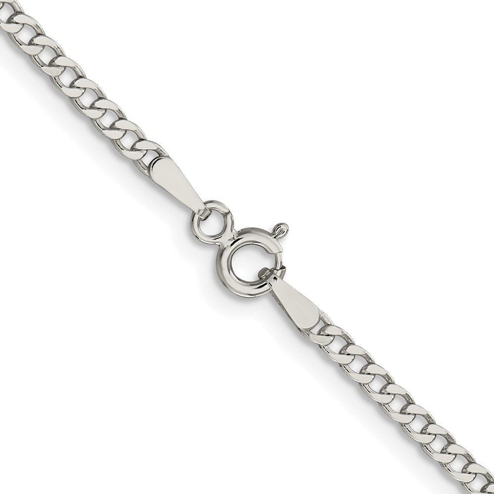 Exclusive Rhodium-Plated Sterling Silver 2.3mm Beveled Curb Chain - Stylish Value!