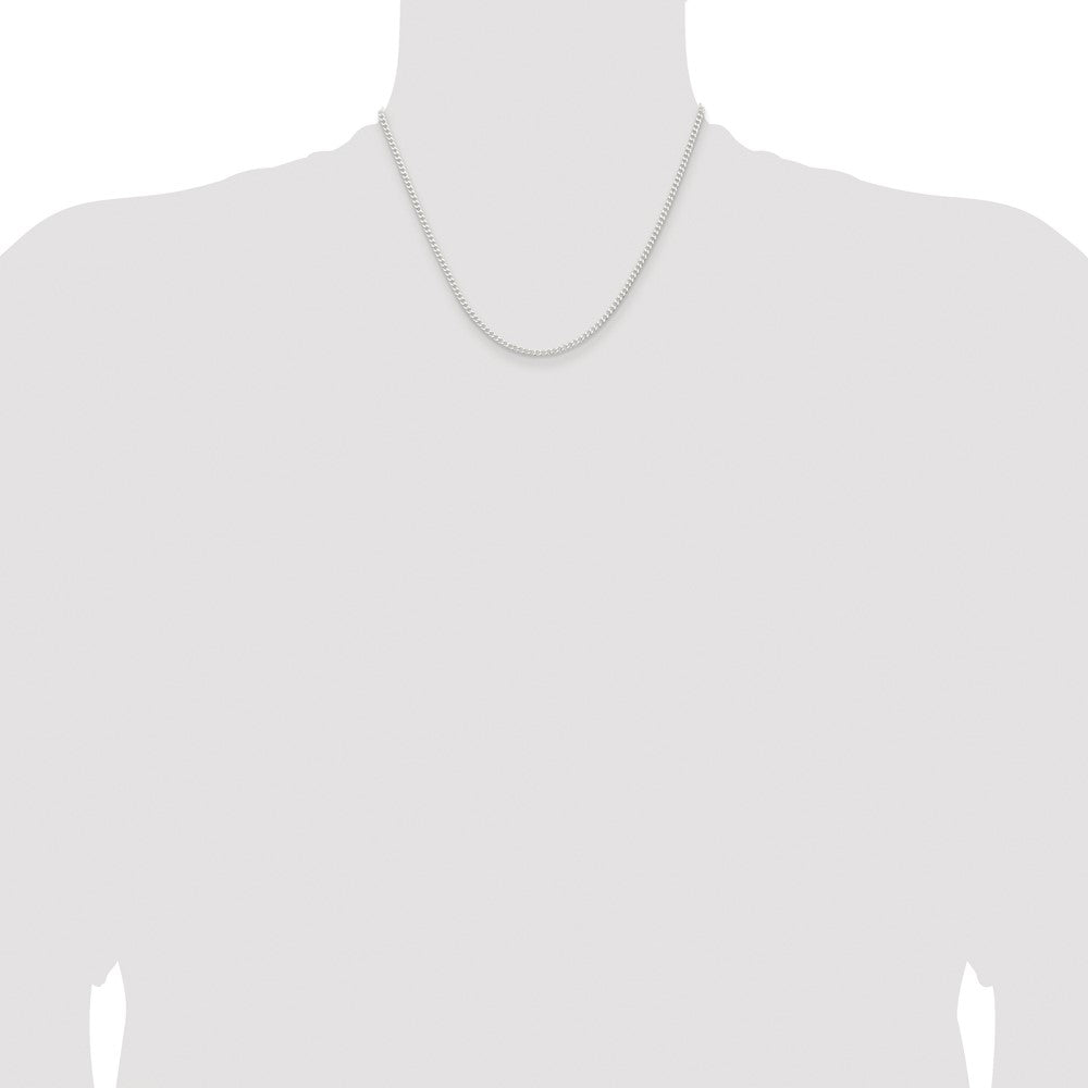 Buy Stylish Rhodium-Plated Sterling Silver 2.3mm Beveled Curb Chain - Affordable Luxury