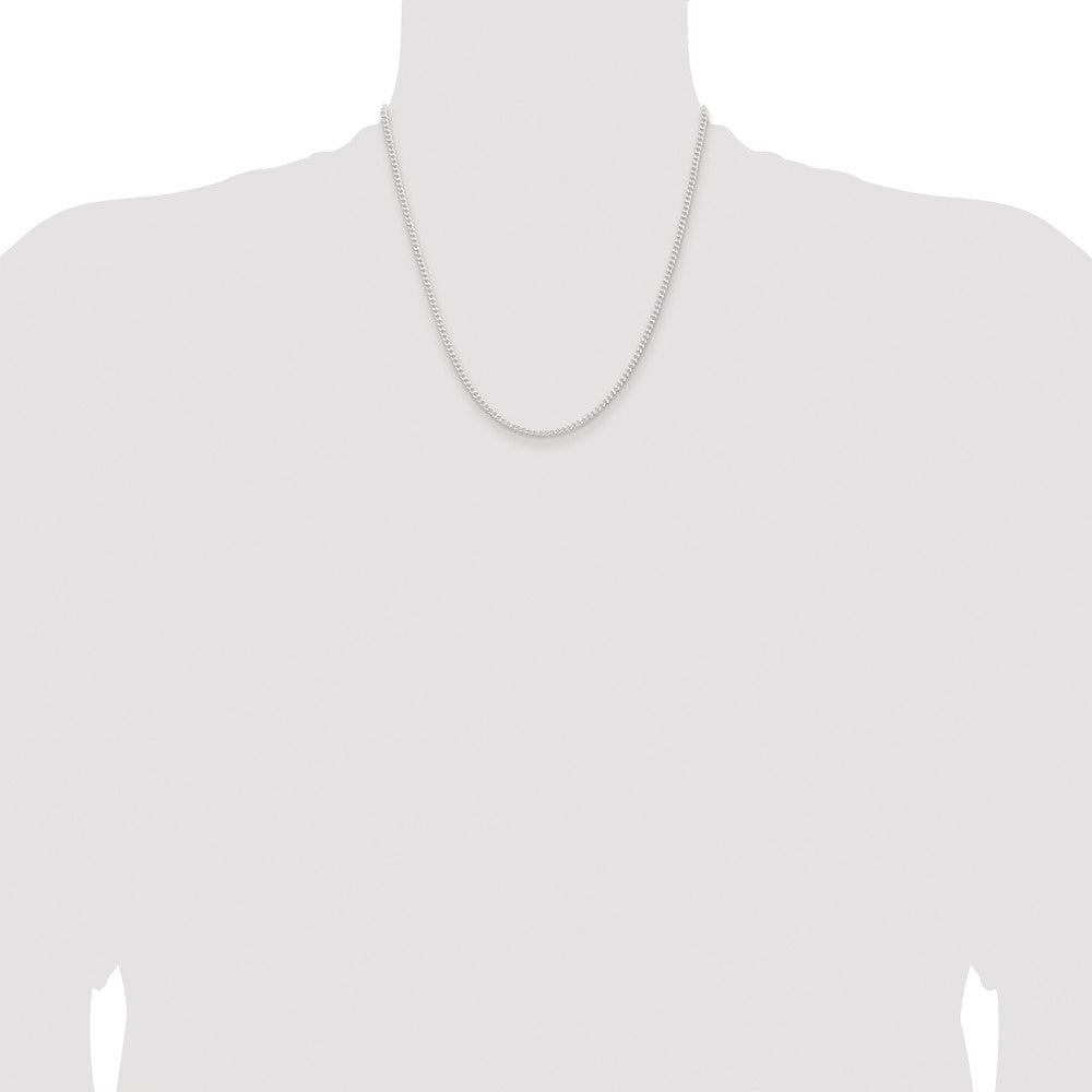 High-Quality Rhodium-Plated 2.3mm Sterling Silver Curb Chain - Stylish Value!