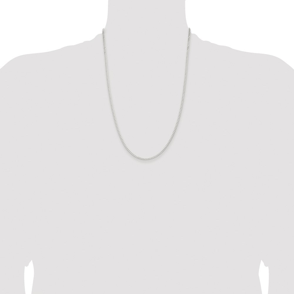 Exclusive Rhodium-Plated Sterling Silver 2.3mm Beveled Curb Chain - Stylish Value!