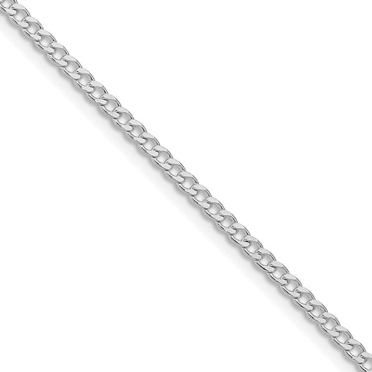 High-Quality Rhodium-Plated 2.3mm Sterling Silver Curb Chain - Stylish Value!
