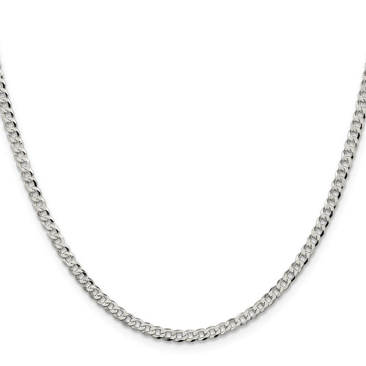 High-Quality 3.2mm Beveled Curb Chain in Sterling Silver - Stylish & Affordable