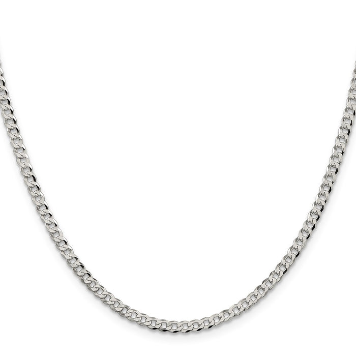 High-Quality 3.2mm Beveled Curb Chain in Sterling Silver - Stylish & Affordable-2