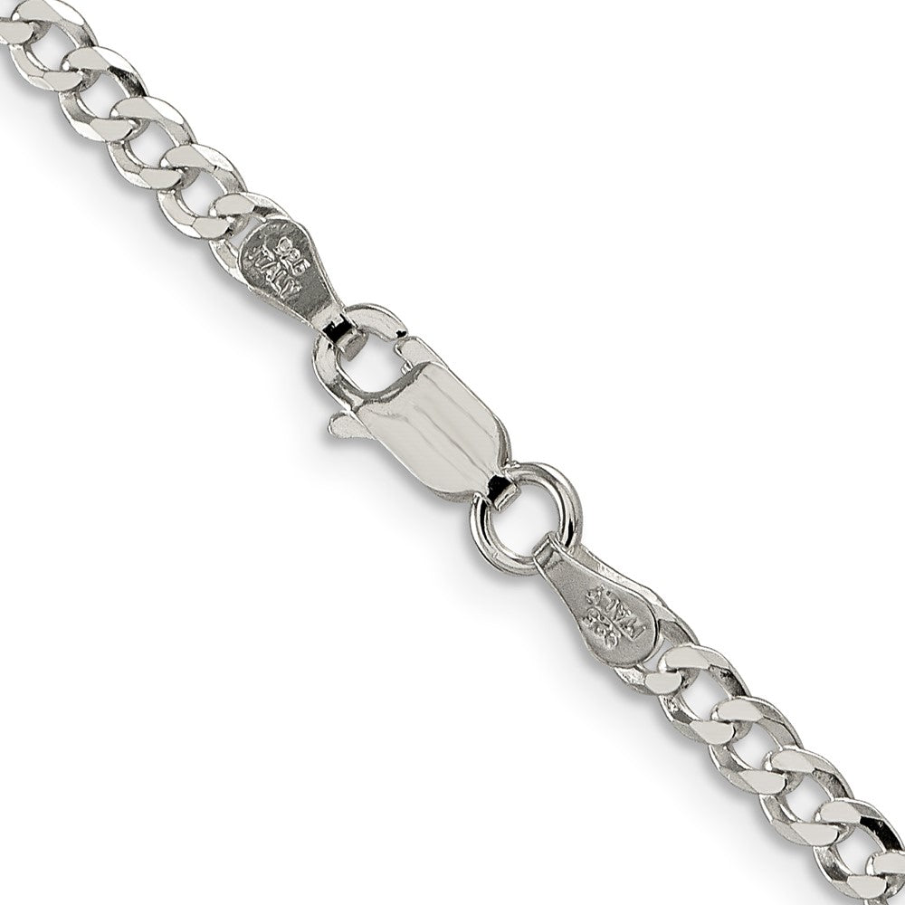 High-Quality 3.2mm Beveled Curb Chain in Sterling Silver - Stylish & Affordable
