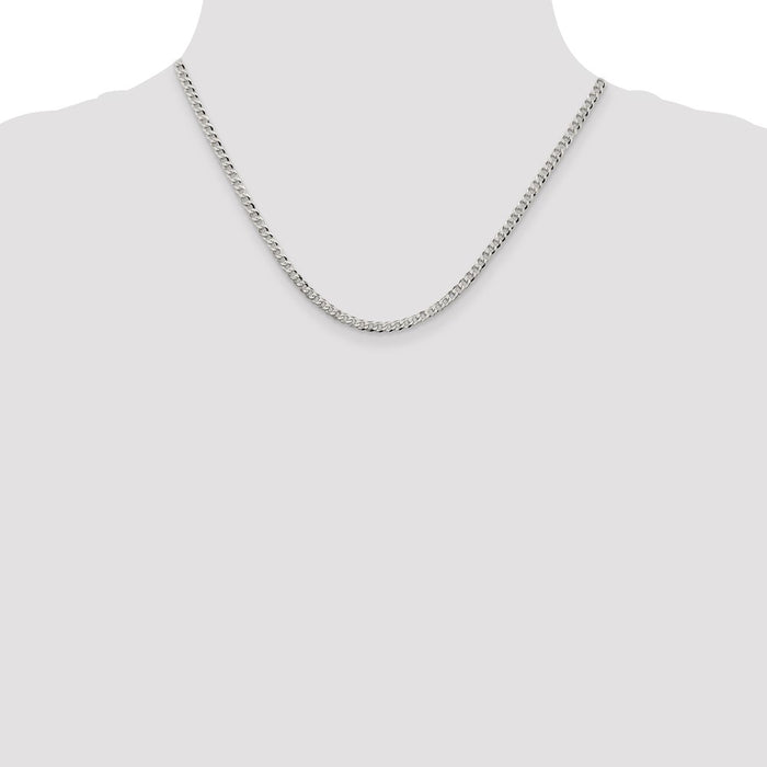 Buy Stylish 3.2mm Beveled Curb Chain in Sterling Silver - Affordable Luxury!-4