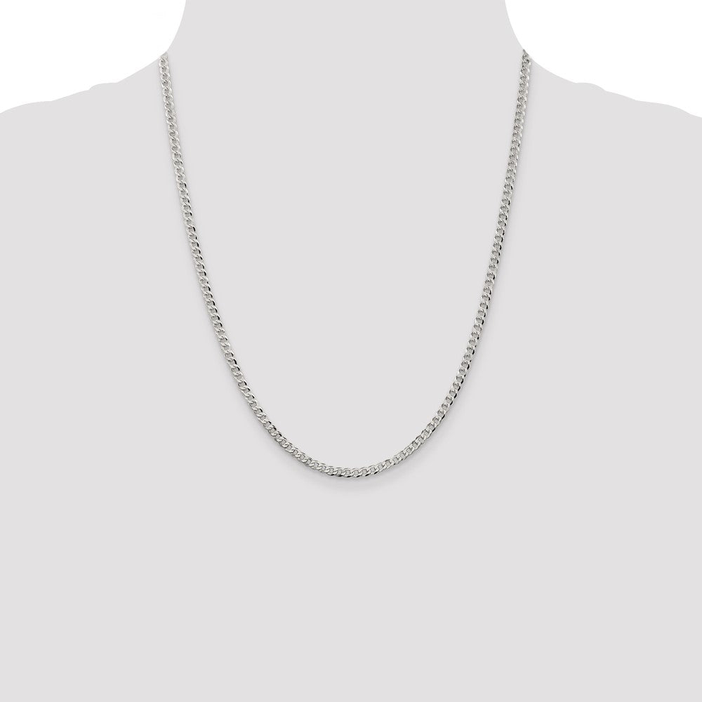 High-Quality 3.2mm Beveled Curb Chain in Sterling Silver - Stylish & Affordable