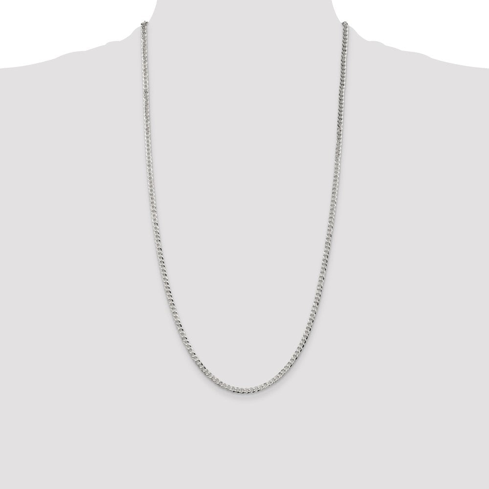 Buy Stylish 3.2mm Beveled Curb Chain in Sterling Silver - Affordable Luxury