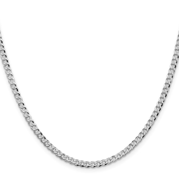 Rhodium-Plated Sterling Silver 3.2mm Beveled Curb Chain