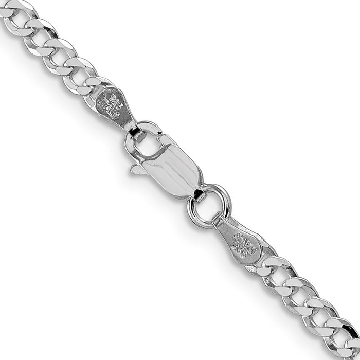 Exclusive Rhodium-Plated Sterling Silver 3.2mm Beveled Curb Chain - Stylish Value-3