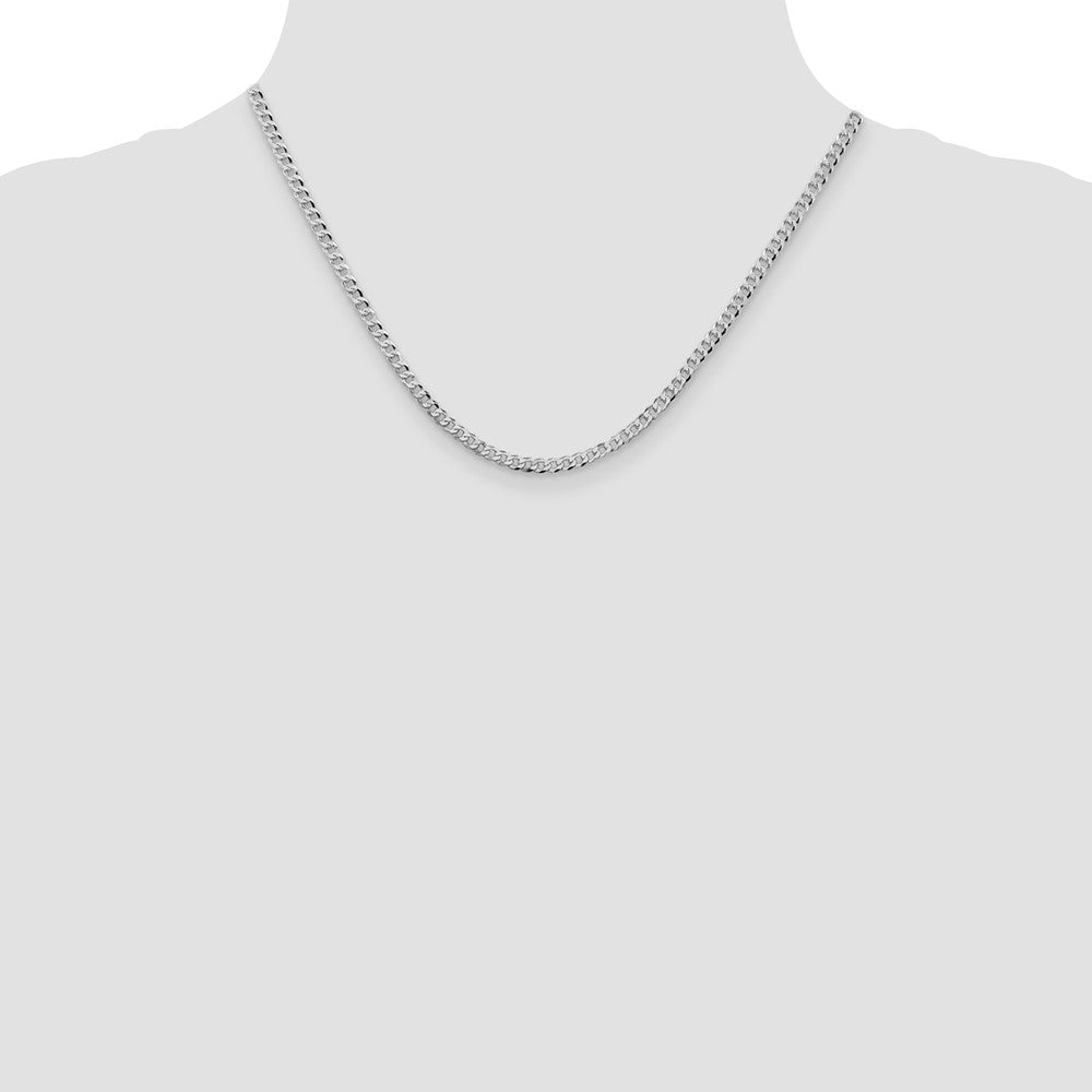 Buy Stylish Rhodium-Plated Sterling Silver 3.2mm Beveled Curb Chain, Value!