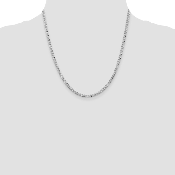 Exclusive Rhodium-Plated Sterling Silver 3.2mm Beveled Curb Chain - Stylish Value-4