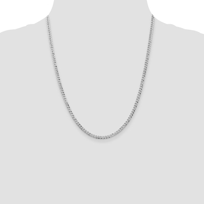 Buy Stylish Rhodium-Plated Sterling Silver 3.2mm Beveled Curb Chain-4