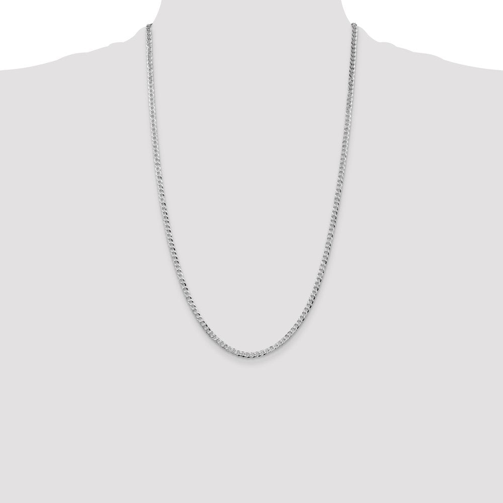 Buy Stylish Rhodium-Plated Sterling Silver 3.2mm Beveled Curb Chain - Luxury Value