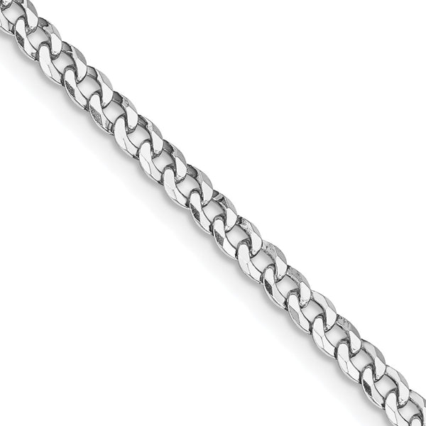 Rhodium-Plated Sterling Silver 3.2mm Beveled Curb Chain