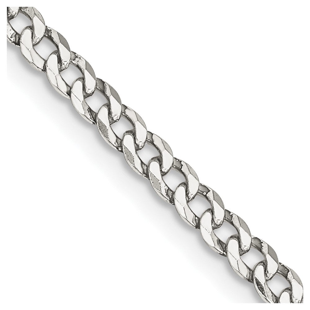 High-Quality 3.2mm Beveled Curb Chain in Sterling Silver - Stylish & Affordable