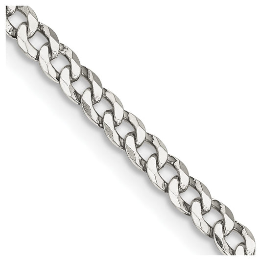 High-Quality 3.2mm Beveled Curb Chain in Sterling Silver - Stylish & Affordable