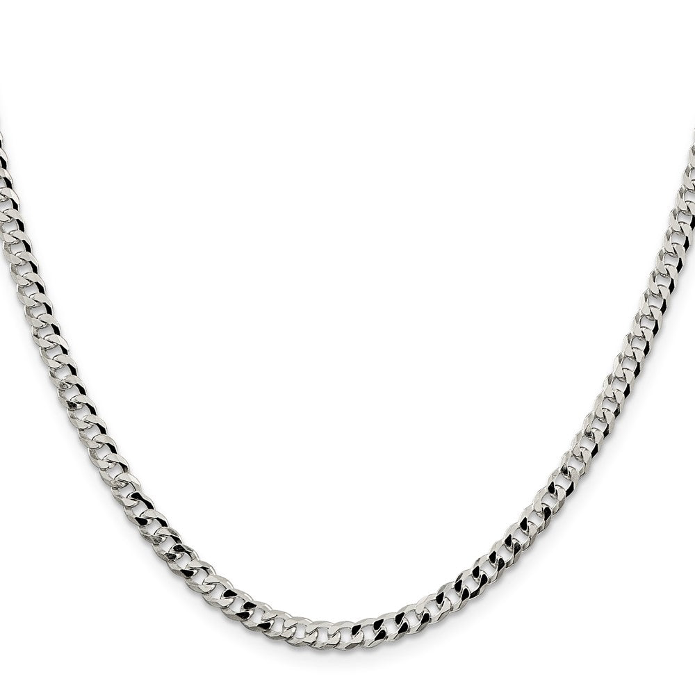 High-Quality 4mm Beveled Curb Chain in Sterling Silver - Stylish & Affordable!
