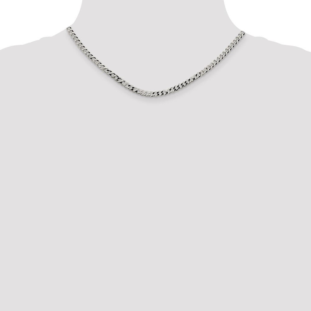 Buy Stylish 4mm Beveled Curb Chain in Sterling Silver - Affordable Luxury!