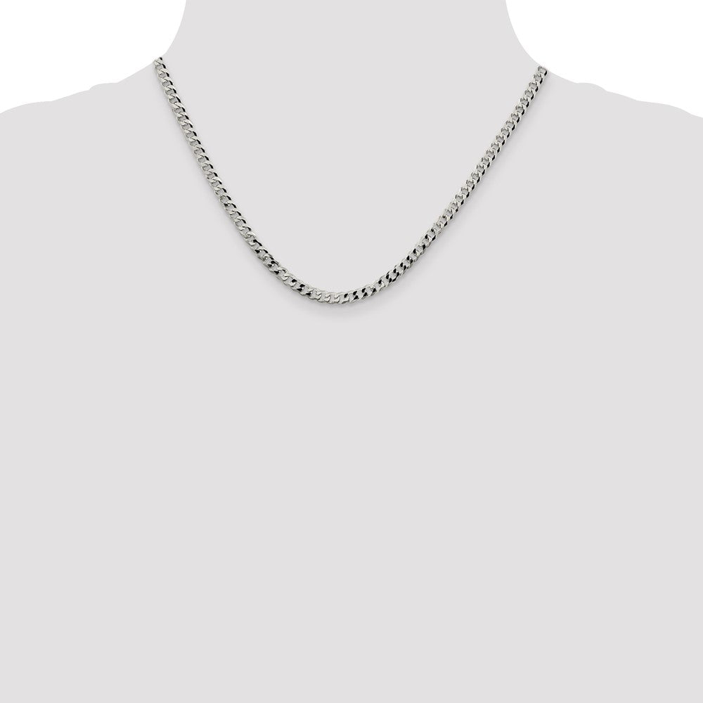 High-Quality 4mm Beveled Curb Chain in Sterling Silver - Stylish & Affordable!