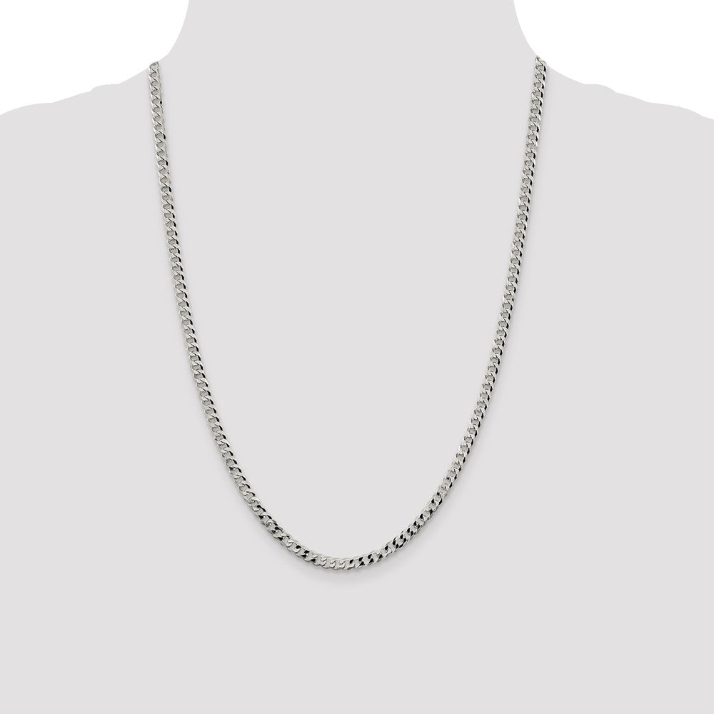 High-Quality 4mm Beveled Curb Chain in Sterling Silver - Stylish Value Accessory