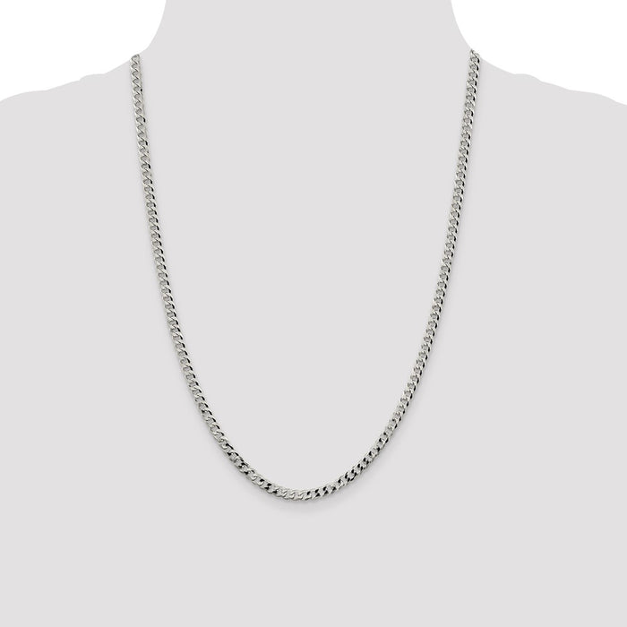 High-Quality 4mm Beveled Curb Chain in Sterling Silver - Stylish Value Accessory-4
