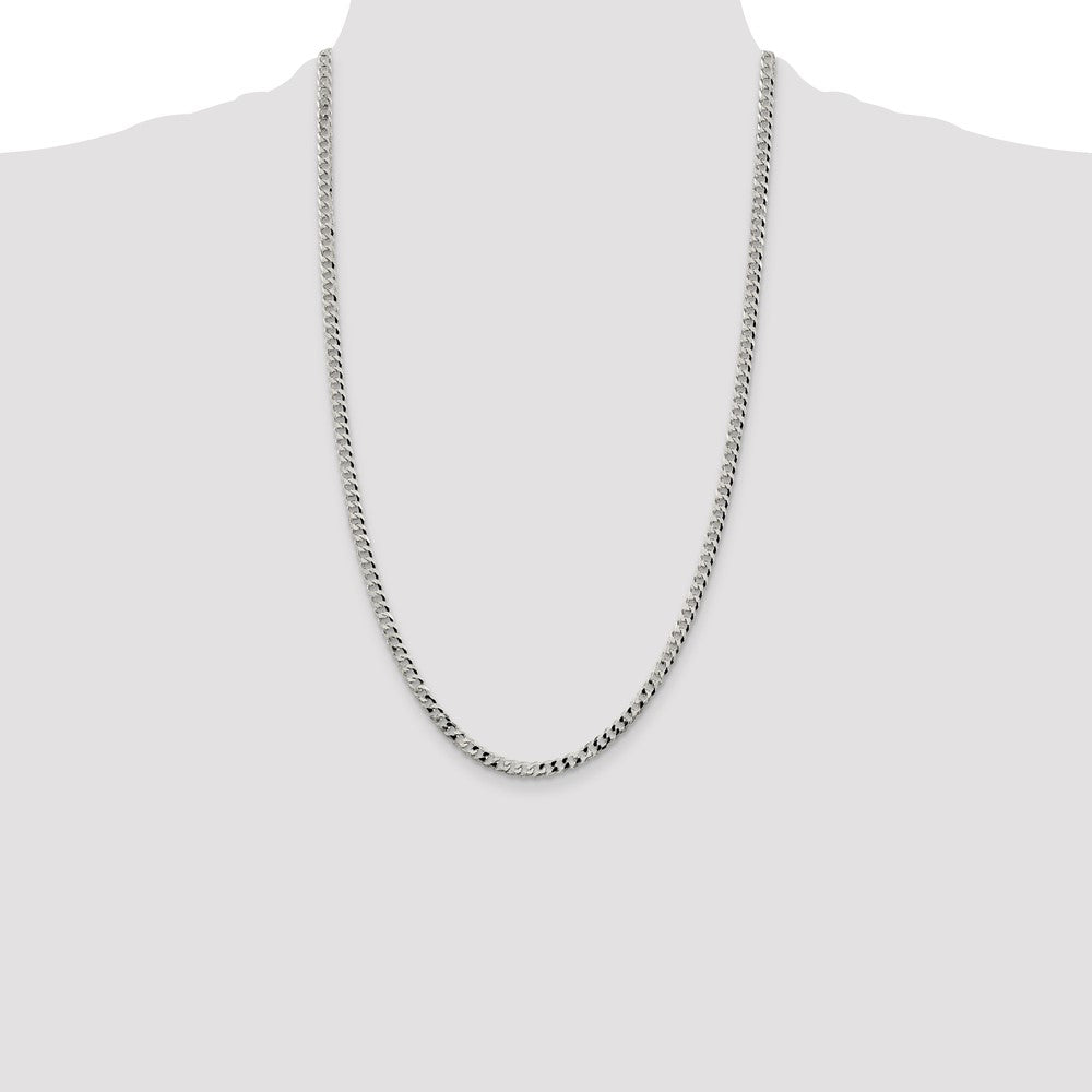 High-Quality 4mm Beveled Curb Chain in Sterling Silver - Stylish & Durable