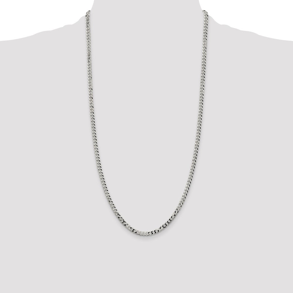 High-Quality 4mm Beveled Curb Chain in Sterling Silver - Stylish Value Jewelry