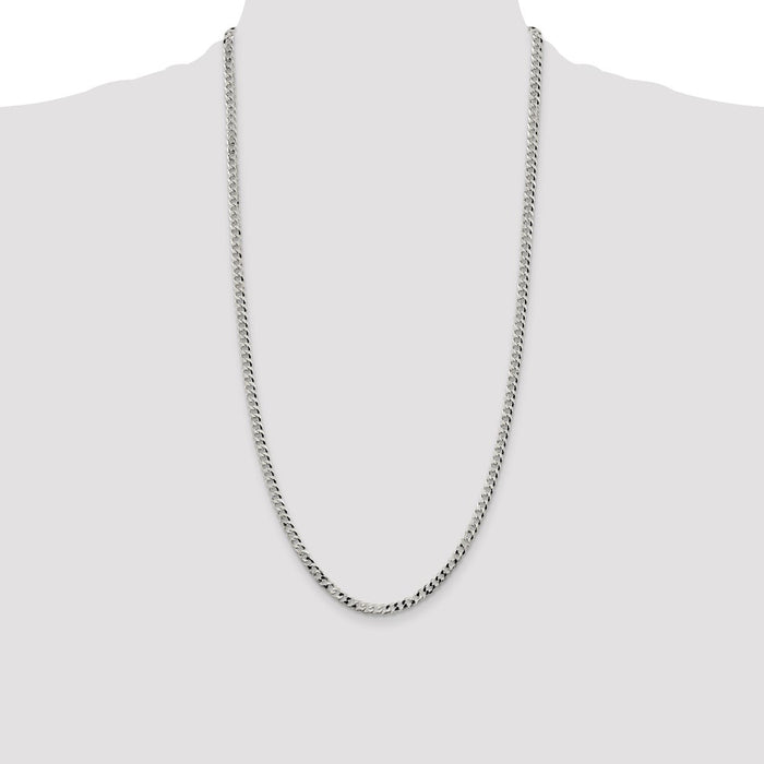 High-Quality 4mm Beveled Curb Chain in Sterling Silver - Stylish Value Jewelry-4
