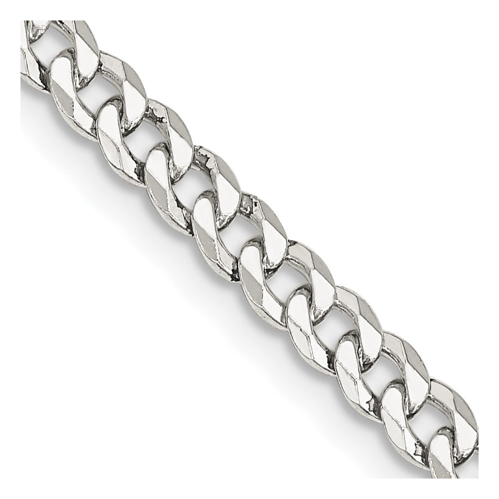 High-Quality 4mm Beveled Curb Chain in Sterling Silver - Stylish Value Jewelry