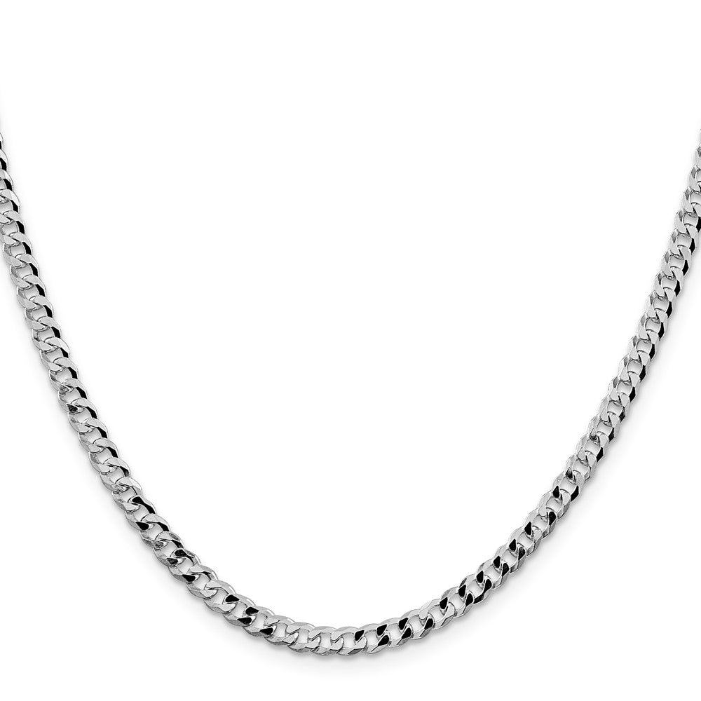 Buy Stylish Rhodium-Plated Sterling Silver 4mm Beveled Curb Chain - Luxury Value!