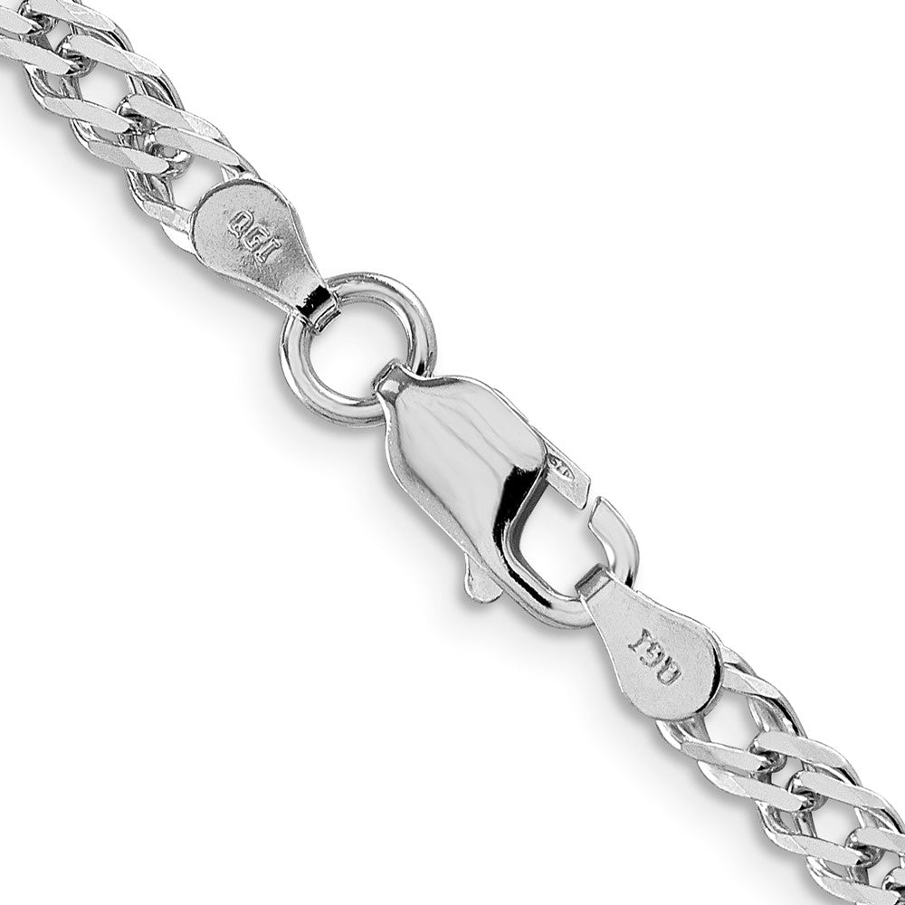 Buy Stylish Rhodium-Plated Sterling Silver 4mm Beveled Curb Chain | Luxury Value