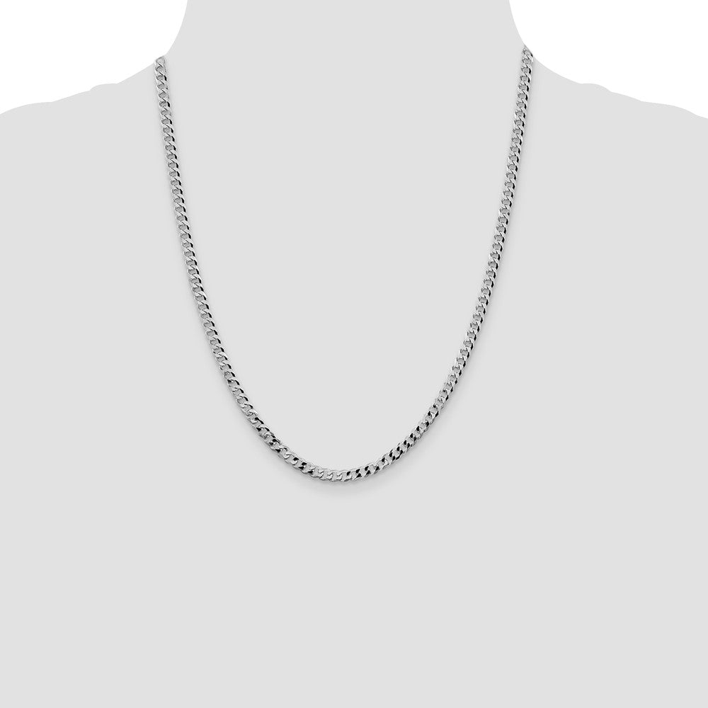 Buy Stylish 4mm Rhodium-Plated Curb Chain in Sterling Silver - Luxury Value!